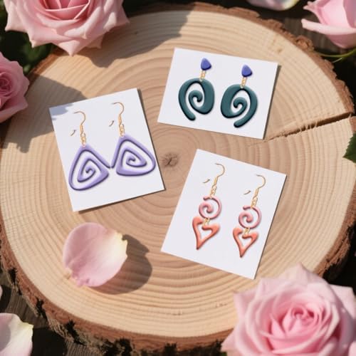 20Pcs Abstract Lines Polymer Clay Cutters Heart Spiral Triangle Clay Earrings Cutters Polymer Jewelry Cutter for Earrings Making Birthday Party DIY Supplies