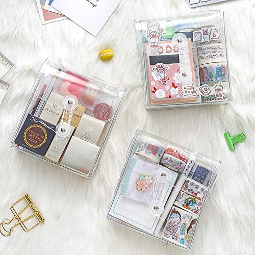 Washi Masking Tapes Multi Organizer Pouch, Minimalist Transparent Large-Capacity Visible Portable Storage Bag for Stationery Stickers Travel Small Object Planner Pens Journal Supplies