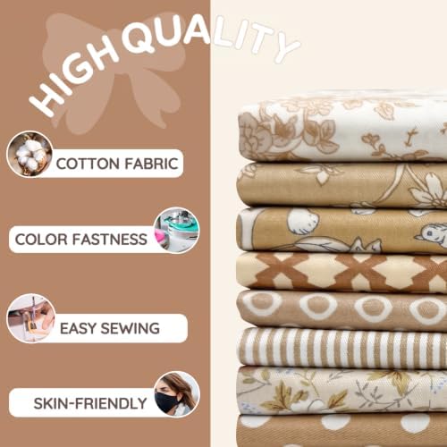 Aubliss 8pcs Fat Quarter Fabric Bundles (100% Cotton - 20'' x 20'')