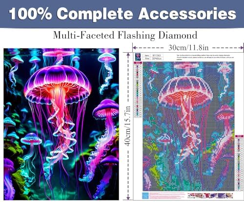 Zythron Diamond Art Kits for Adults,Glowing Jellyfish Diamond Painting Kits