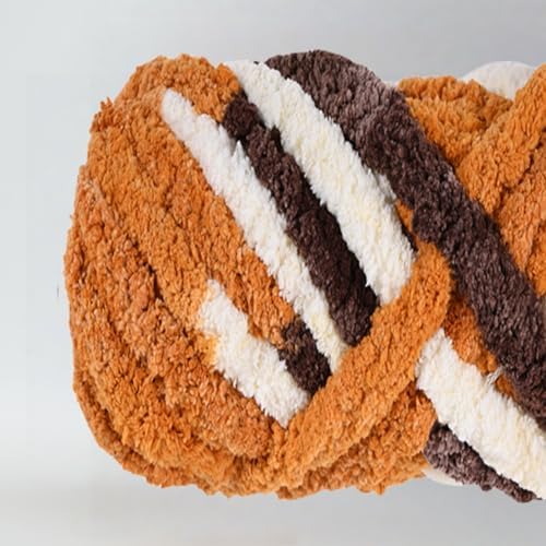 Chunky Chenille Yarn - Bulky Thick Fluffy Yarn for Crocheting and Knitting Blankets, Soft Plush Yarn, 8 Jumbo Pack 30.5 (Cappuccino)