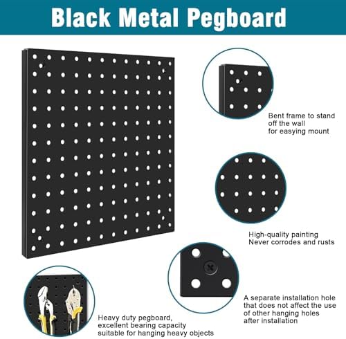 Peg Board Kit, Includes Pegboard and Accessories,with Hooks and Bins,Peg Board Wall Organizer for Office,Ornaments Display,Crafts Organization (129, Black)