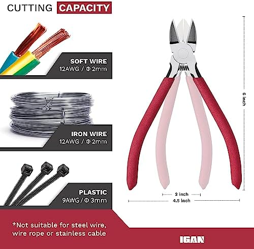 IGAN-P6 Wire Flush Cutters (Pack of 5), 6-inch Ultra Sharp and Powerful Side Cutter Clippers, Ideal Wire Snips for Handmade and Any Clean Cut Needs