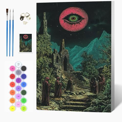 Auremi Skeletons Paint by Number Kits for Adults,Halloween Paint by Number on Canvas with Frame DIY Painting with Number Acrylic Oil Paint Kits for Home Decor 8x12 Inch