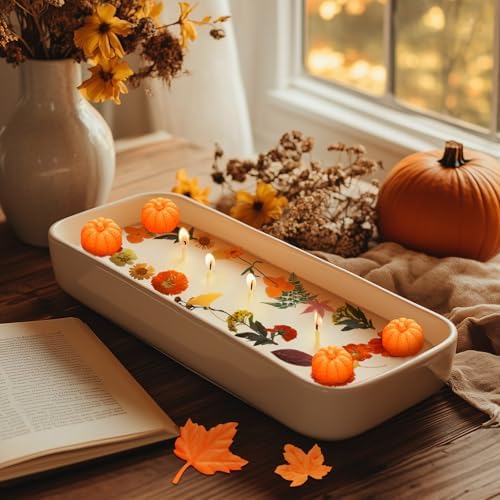 Janinka 108 Pcs Fall 3D Pumpkin Silicone Candle Molds Gift Set DIY Craft Resin Pumpkin Molds Making Kit with Maple for Autumn Craft Making Fondant Soap Candy Clay Tools Home Decor