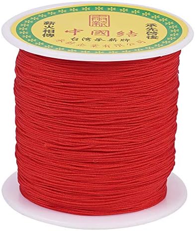 150 Yards Braided Nylon Cord Chinese Knotting Cord 0.5mm Red String for Bracelet, Nylon Beading Thread for Kumihimo Necklace Jewelry Tassels Craft