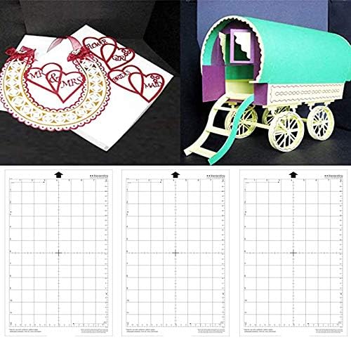 3 Pack Standard Grip Cutting Mat | 12 x 8 Inch for Silhouette Portrait Adhesive Sticky Replacement Cut Mats for Scrapbooking Die-Cut Machines (Clear)