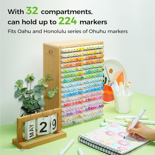 Ohuhu Bamboo Marker Organizer Hold 224 Markers for Honolulu Oahu Series