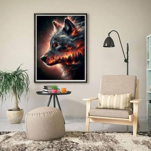 Benjenes Wolf Diamond Art Kits for Adults, Diamond Painting Kits