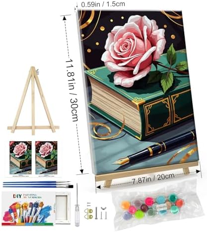 ATDMS Flower Paint by Numbers Kit for Adults with Frame, 8x12 Inch