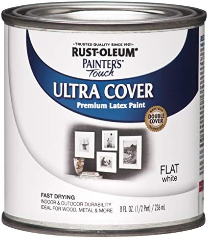 Rust-Oleum 1990730-6PK Painter's Touch Latex Paint, Half Pint, Flat White, 8 Fl Oz (Pack of 6)