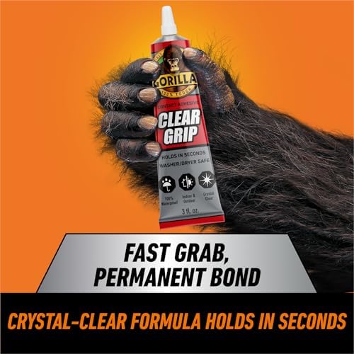 Gorilla Clear Grip Contact Adhesive, Waterproof, 3 oz Tube, 3-Pack