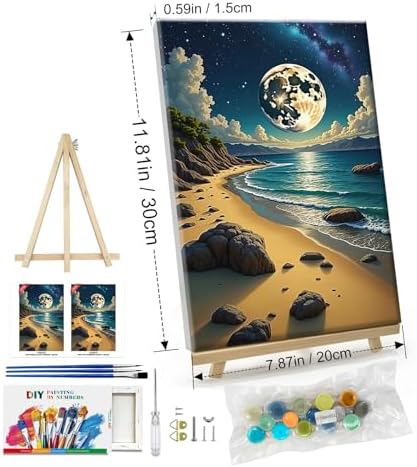 ATDMS Moon Paint by Numbers Kit for Adults with Frame 8x12 Inch