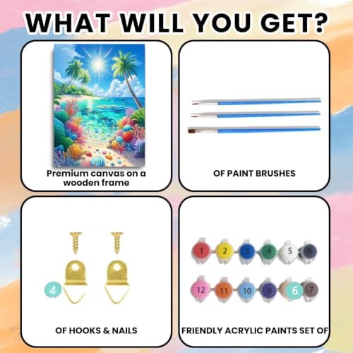Paint by Numbers kit for Adults-Beach Paint by Numbers Kits16x20 inch