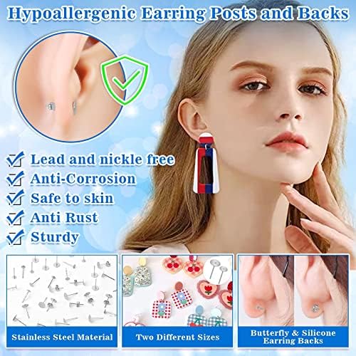 Evatage 1002Pcs DIY Earring Supplies, Stud Earring Making Kit, Silver