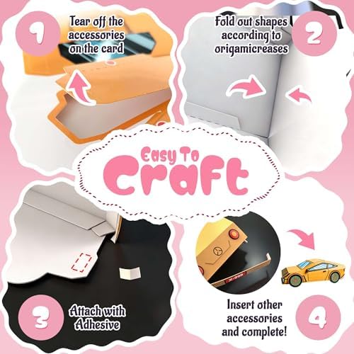 2 Themes in 1, 3D Paper Model Kits for Kid, DIY Origami Kit for Kids Ages 8-12, Include 16 Pre-cut, Easy-to-Assemble Transport & Vehicle Models, Origami Kit for Kids Ages 8-12，Paper Model Kits for Kid