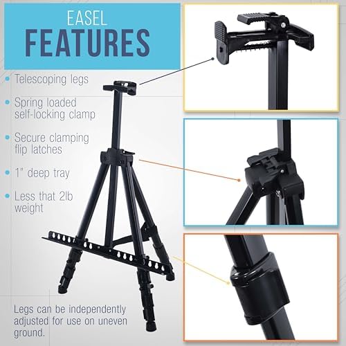 U.S. Art Supply 66" Black Metal Tripod Easel Display (4 Pack)