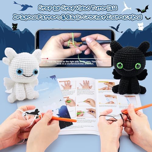 2PCS Dragons Crochet Kit for Beginners Crochet Starter Kit for Adults