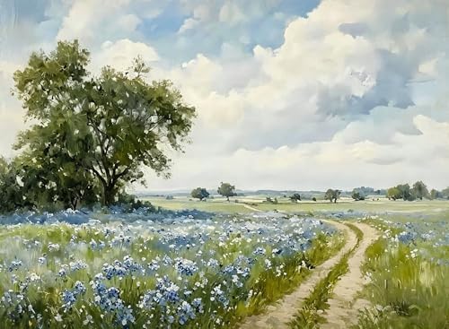EIBEILI Rural Scenery Paint by Numbers Kit for Adults Beginner,Wildflowers Adult Paint by Number Kits on Canvas,Easy Canvas Paint by Numbers for Adults for Home Wall Decoration 12 X 16 inch