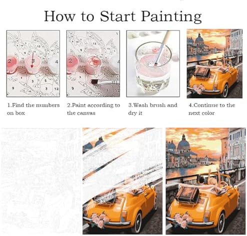 ZRIZQ Paint by Numbers Kit for Adults Beginner,City Cars,16x20