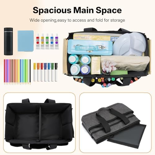 Craft Organizer Tote Bag, Art Storage Caddy with Multiple Pockets