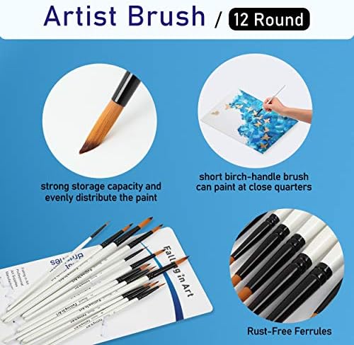 Falling in Art 12 PCS Professional Round Paint Brushes Set