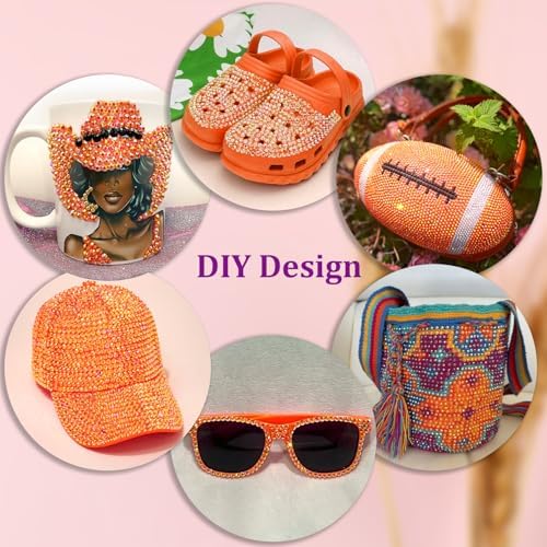 25000Pcs Resin Rhinestones with Tweezers for Crafting, Orange AB 2-6mm Mixed Sizes Bedazzling Crystal with 3Pcs 10ml B7000 Jewelry Glue for DIY Crafts Clothing Tumblers Shoes Fabric Nail Art