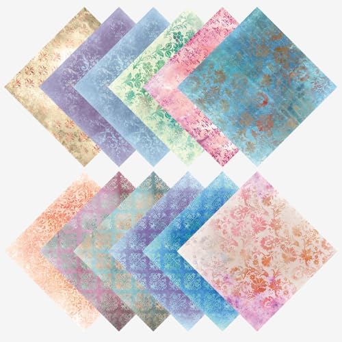 Retro Patterned Scrapbooking Paper Pad - 24 Sheets 6'' x 6'' Decorative Aesthetic Cardstock for Origami Decoupage Journals Wrapping Folded Material Gift Cards DIY Crafts Photo Album