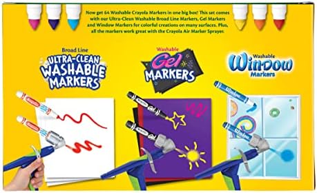 Crayola Washable Broad Line Marker Variety Set (64ct), Teacher School Supplies for Toddlers & Kids, Ultra-Clean, Window, & Gel FX Markers for Kids, 3+
