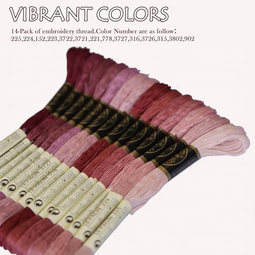 Embroidery Floss - Cross Stitch Threads - Friendship Bracelets Floss - Crafts Floss - 14 Skeins Per Pack Embroidery Floss, Garnet Gradient