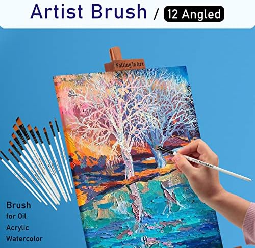 Falling in Art 12 PCS Professional Angled Paint Brushes Set