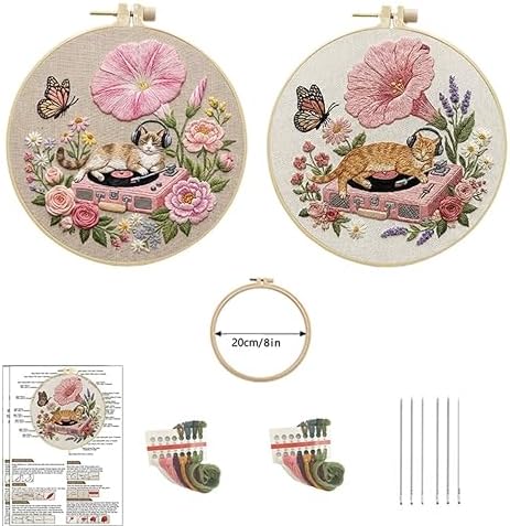 Ginger Cat Embroidery Kit for Adults, DIY Needlepoint