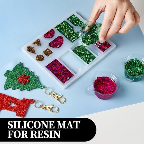 LEOBRO Silicone Mat for Crafts, 3 PCS 23.4” x 15.6” Large Silicone Mats, Craft Mats for Resin Molds, Clay, Dough, Jewelry Making, Sculpture Casting, Pastel Pink & Dark Green & Pastel Blue