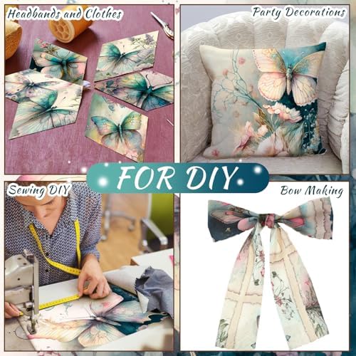 HunnmingRe 20 Pcs 10''x10'' Vintage Butterfly Quilting Fabric Square Spring Floral Precuts Quilted Fabric Bundle Watercolor Butterfly Printed Sewing Material for Holiday Patchwork DIY Craft Supplies