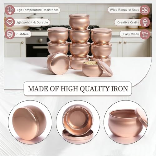 Hiztghc Candle Tins with Lids, 16 Pcs Empty Candle Tins, Metal Candle Jars for Making Candles, Candle Tins with Wicks, Wick Holders & Stickers, Candle Tin for Candle Making, Storage, Gifts