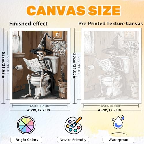 CRZMODE Skull Paint by Numbers Kit for Adults, Skull Paint by Numbers for Adults, Acrylic Painting Crafts for Home Decor Gift (16x20inch)