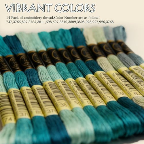 14 Skeins Per Pack Embroidery Floss - Cross Stitch Threads - Friendship Bracelets Floss - Crafts Floss, Pewter Gray Gradient