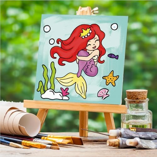 Anseal 12 Packs Pre Drawn Canvas to Paint, 4" X 4" Priness Pre-Printed Canvas Paint Party, Stretched Outline Painting Boards for Beginners, Party Favor
