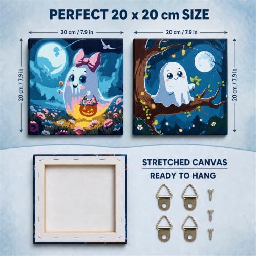 Yiolikan 2Pcs Halloween Paint by Numbers Kits for Adults Framed