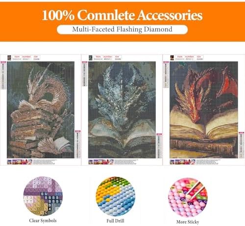 GOUOYANA Dragon Diamond Art Kits for Adults-3P Magic Book Diamond,Wall Art