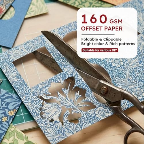 12 x 12in Vintage Flowers Scrapbook Paper Pad,24 Sheets Colorful Artistic Pattern Aesthetics Print Floral DIY Crafts Collage for Photo Album Journals Card Folded Gift Wrapping Material