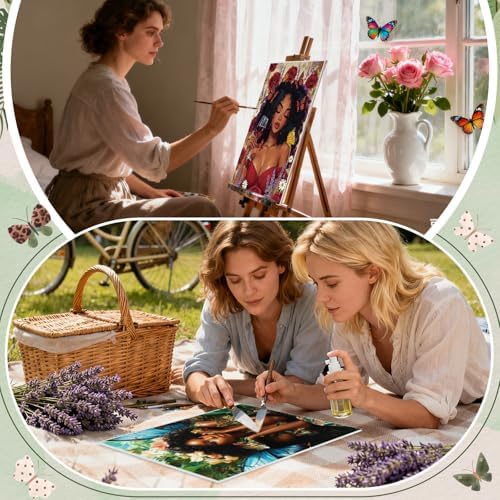 Harloon 36 Pcs 8 x 10 Inch Pre Drawn Canvas for Painting Afro Flower Butterfly Queen Pre Stretched Canvas Painting for Adults Outline for Sip and Paint Party Supplies Favor (Butterfly Queen)