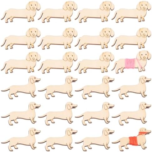 NBEADS 24 Pcs 2 Styles Wooden Animals Floss Bobbins, 2 Sizes Front and Side Dog Shaped Cross Stitch Bobbin Pet Theme Embroidery Thread Cards Winding Board for DIY Sewing Storage