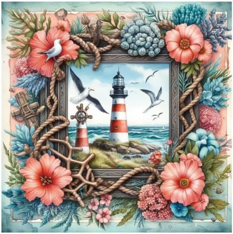 KUKUDEM Lighthouse Diamond Painting Kits for Adult, Diamond Art Kit 12×12In