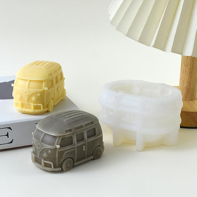 Cestony 3D Camper Van/Bus/Car Shaped Silicone Molds for DIY Cake Fondant Biscuit Cookies Soap Sugar Pudding Chocolate Hard Candies Dessert Candle Deco
