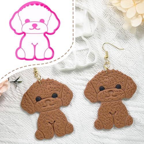 Xaekicr Poodle Dog Polymer Clay Cutters for Earrings – Cute Puppy Clay Cutters for Polymer Clay Jewelry Making – Animal Clay Earring Cutters and DIY Clay Tools – 1 Piece
