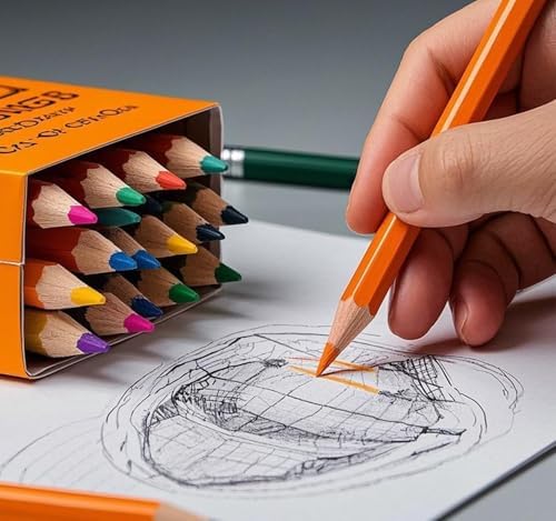 Adhere 25pcs Checking Pencils Erasable colored Pencils Pre-Sharpened #2 HB,for Checking Tests Grading,Map Coloring, editing Office Favors,including a Free sharpener. (Orange)