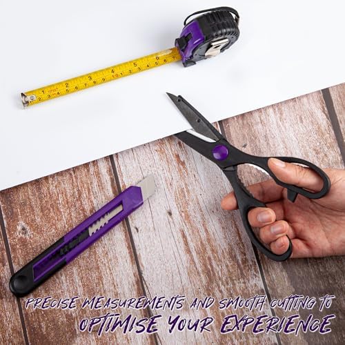 CARTMAN 39-Piece Household Tool Set, Purple Hand Kit With Storage Case | Complete assortment for home repairs, DIY projects, furniture setup, crafting, and daily household fixes in toolbox.