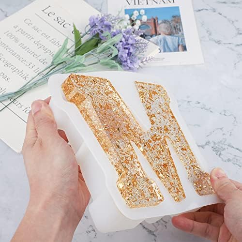 Gartful 7 Inch Large Letter Molds for Resin, 3D M Capital Alphabet Epoxy Resin Mold, A to Z Thick Resin Letter Molds for Making Letters, Word Sign Art, DIY Crafts, Making Cake, Party Home Decor