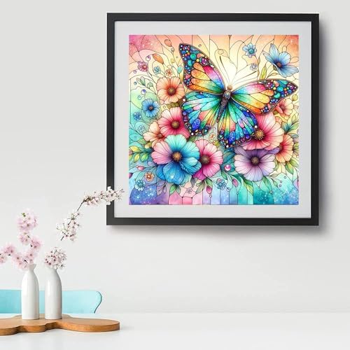 EIBEILI Diamond Art Kits for Adults-Butterfly Flower Diamond Painting Kits
